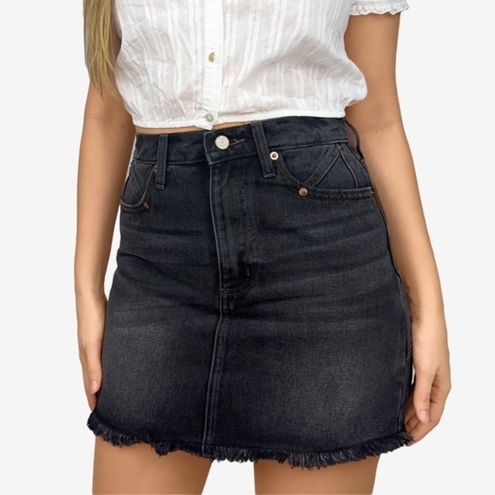 Pistola‎ Rumi High Rise Skirt Size 27 Black Denim Cotton Mini